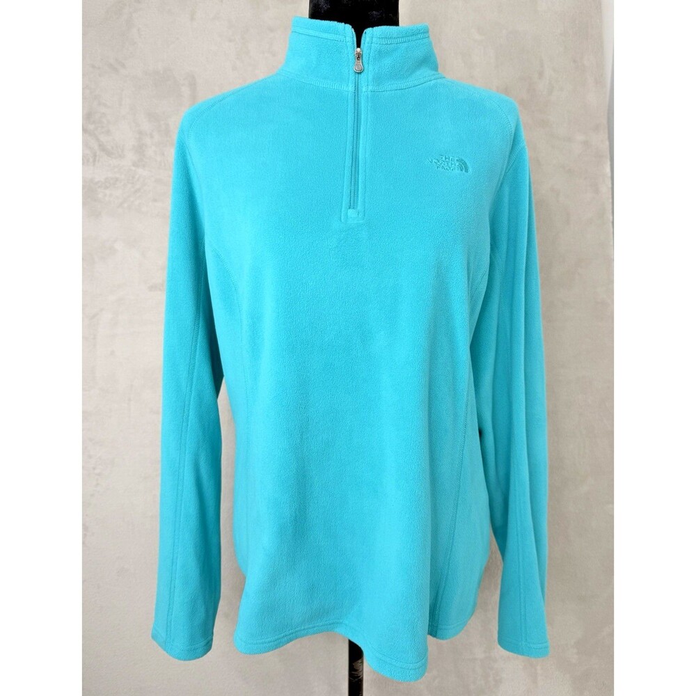 The North Face Sweater Womens XL Green Fleece 1/4 Zip Pullover Hike Camp